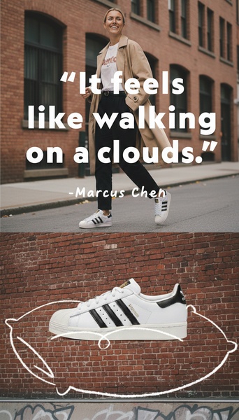 sneakers, athletic shoes, casual shoes, trainers, sports shoes, social proof, product launch, lifestyle, modern typography, energetic, trustworthy, brown, neutral